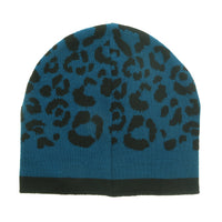 Roberto Cavalli ESZ031 D2493 Black/Petrol Leopard Beanie Hat
