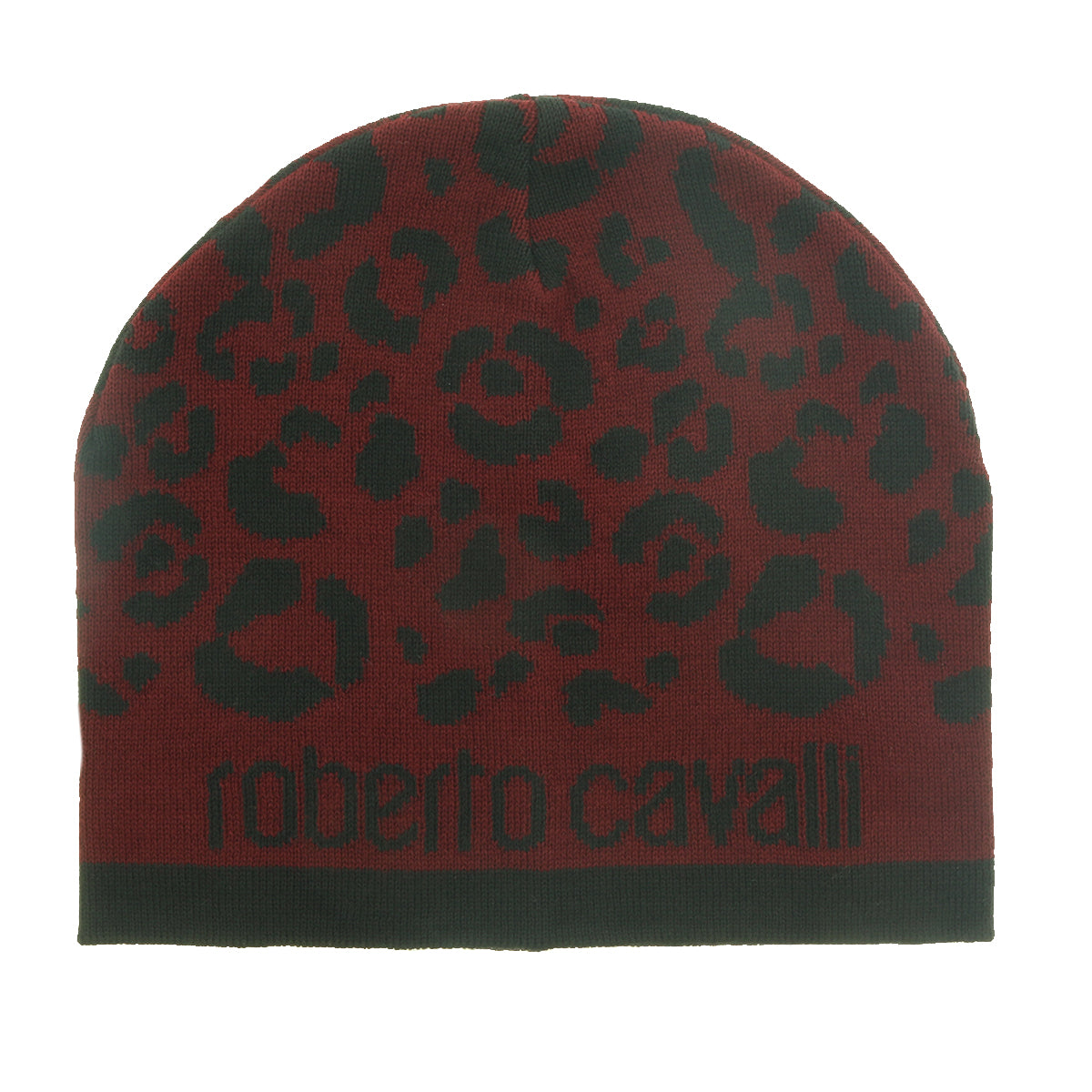 Roberto Cavalli ESZ031 02000 Maroon Leopard Beanie Hat