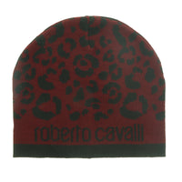 Roberto Cavalli ESZ031 02000 Maroon Leopard Beanie Hat
