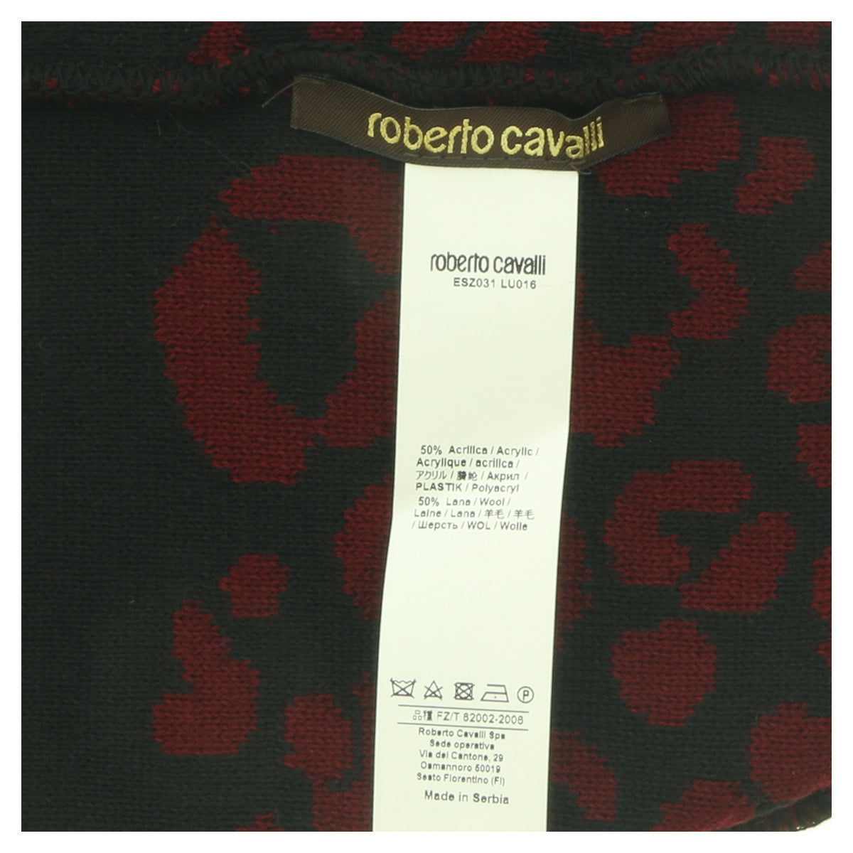 Roberto Cavalli ESZ031 02000 Maroon Leopard Beanie Hat