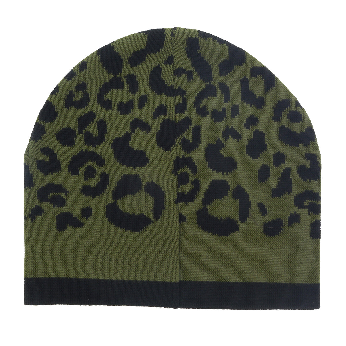 Roberto Cavalli ESZ031 04000 Black/Military Green Leopard Beanie Hat