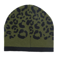 Roberto Cavalli ESZ031 04000 Black/Military Green Leopard Beanie Hat