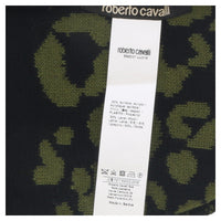 Roberto Cavalli ESZ031 04000 Black/Military Green Leopard Beanie Hat
