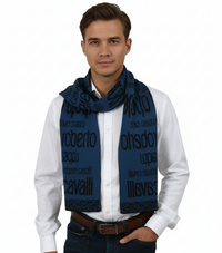 Roberto Cavalli ESZ064 LU053 Blue/ Black Wool Blend Mens Scarf