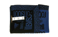 Roberto Cavalli ESZ064 LU053 Blue/ Black Wool Blend Mens Scarf