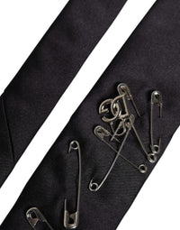 Dolce & Gabbana Dolce & Gabbana Black Safety Pins Silk Adjustable NeckMen's Accessory Men's Tie