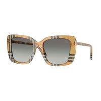 Burberry Sunglasses Square Full Rim, Check Sand/Brown Frame and Dark Grey Gradient Lens BE4456416311