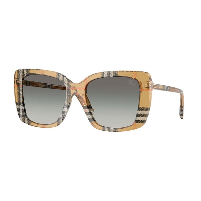Burberry Sunglasses Square Full Rim, Check Sand/Brown Frame and Dark Grey Gradient Lens BE4456416311
