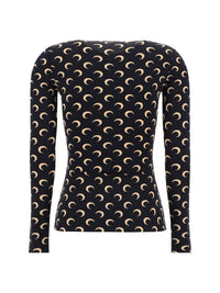 Marine Serre Women Long-Sleeve Top With Iconic All-Over Contrasting Moon Logo Print