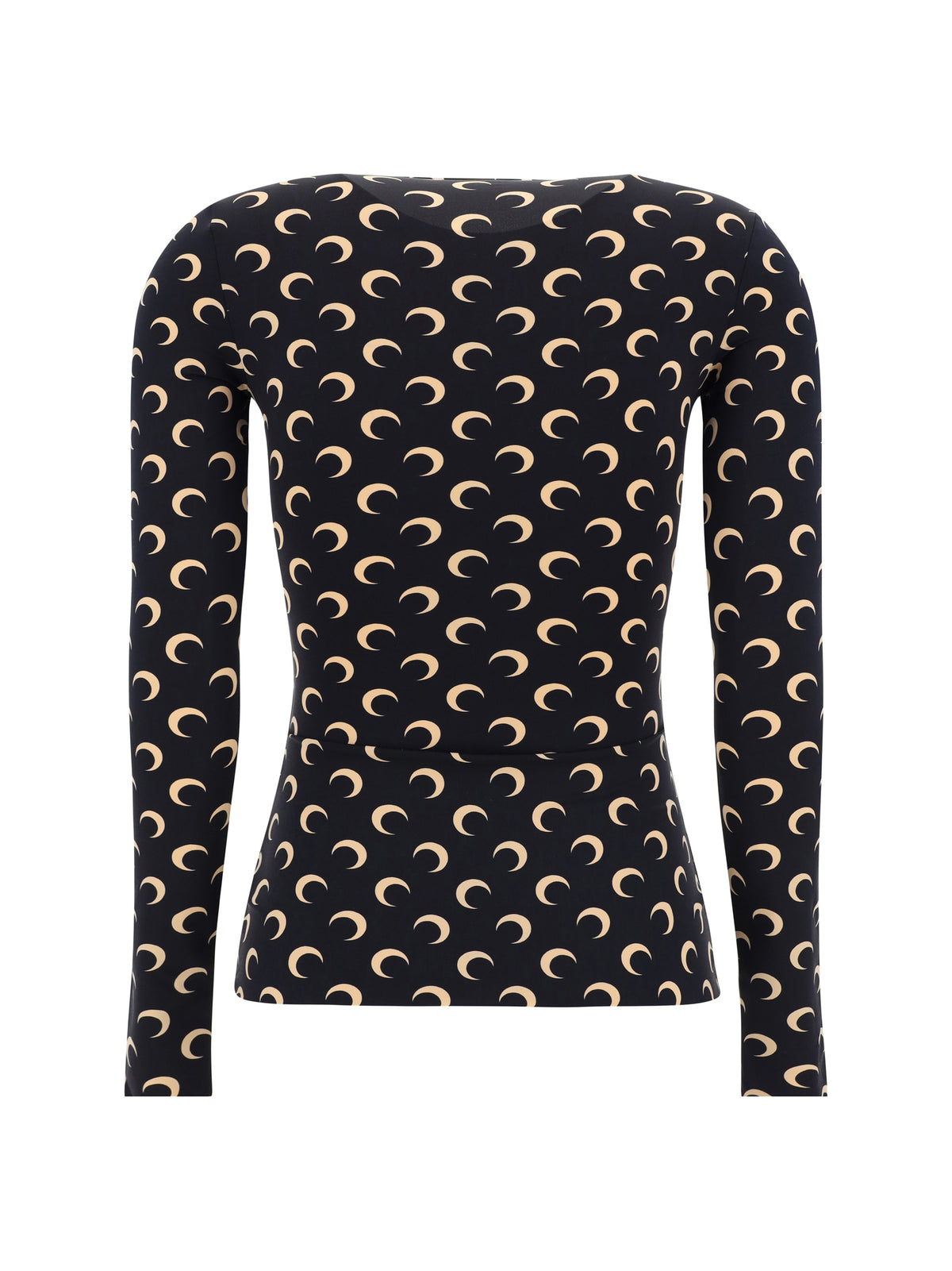 Marine Serre Women Long-Sleeve Top With Iconic All-Over Contrasting Moon Logo Print