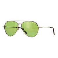 Tom Ford Sunglasses Aviator Full Rim, Shiny Gunmetal Frame and Vintage Green Lens FT099608N