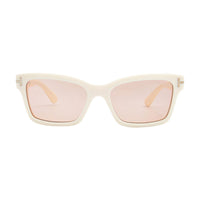 Tom Ford Sunglasses Rectangle Full Rim, Ivory Frame and Pink Mirror Lens FT108525Z