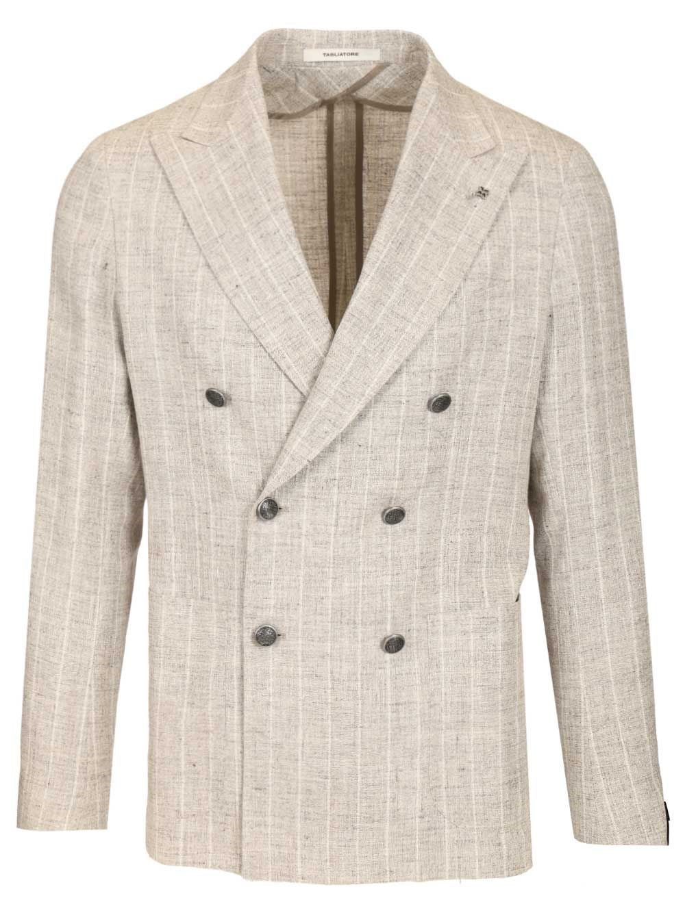 Tagliatore Men Double-Breasted Pinstriped Blazer