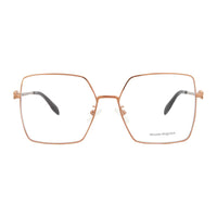 Alexander McQueen Eyeglasses Square Full Rim, Nude Frame and Clear Demo Lens Lens AM0276O003