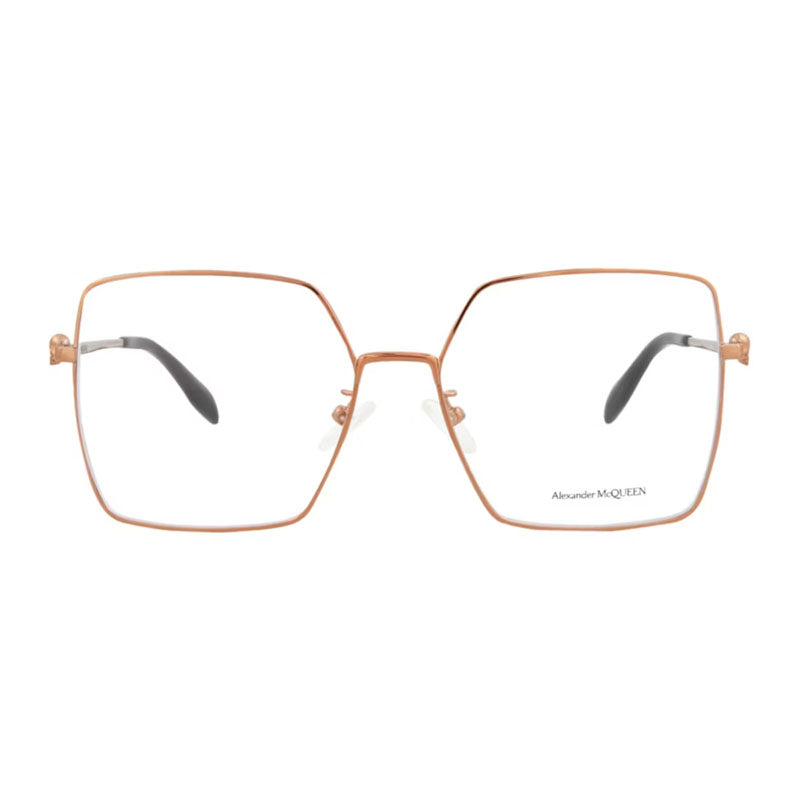 Alexander McQueen Eyeglasses Square Full Rim, Nude Frame and Clear Demo Lens Lens AM0276O003