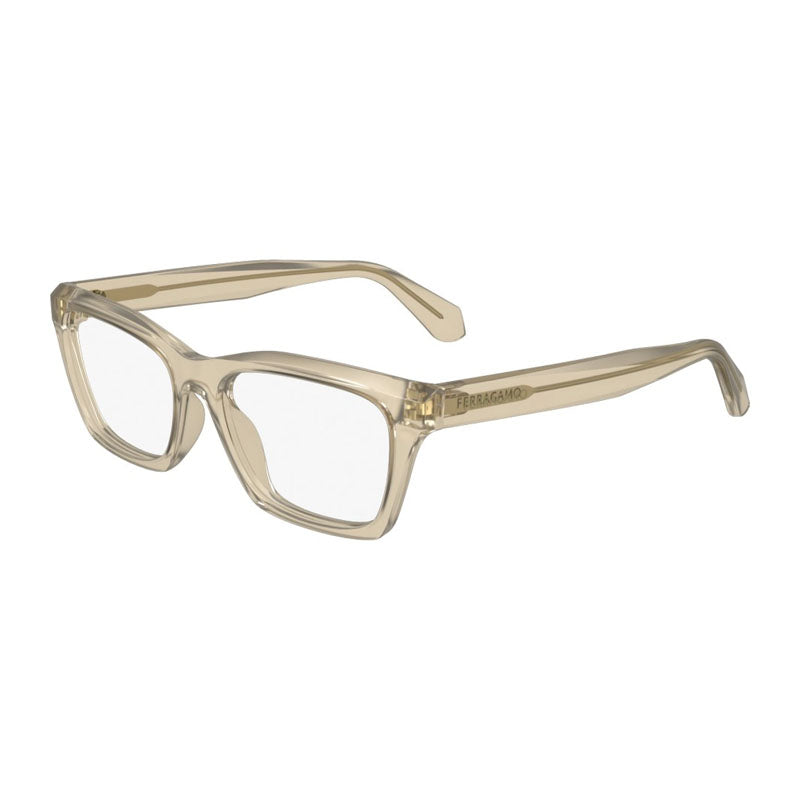 Salvatore Ferragamo Eyeglasses Square Full Rim, Transparent Brown Frame and Clear Demo Lens Lens SF2986232