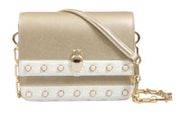 Roberto Cavalli HXLPAY F92 Gold/White Shoulder Bag
