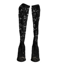Dolce & Gabbana Black Pumps Taormina Lace Socks Boots Women's Shoes