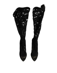 Dolce & Gabbana Black Pumps Taormina Lace Socks Boots Women's Shoes