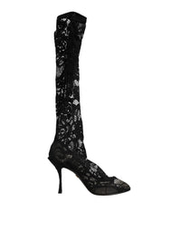 Dolce & Gabbana Black Pumps Taormina Lace Socks Boots Women's Shoes