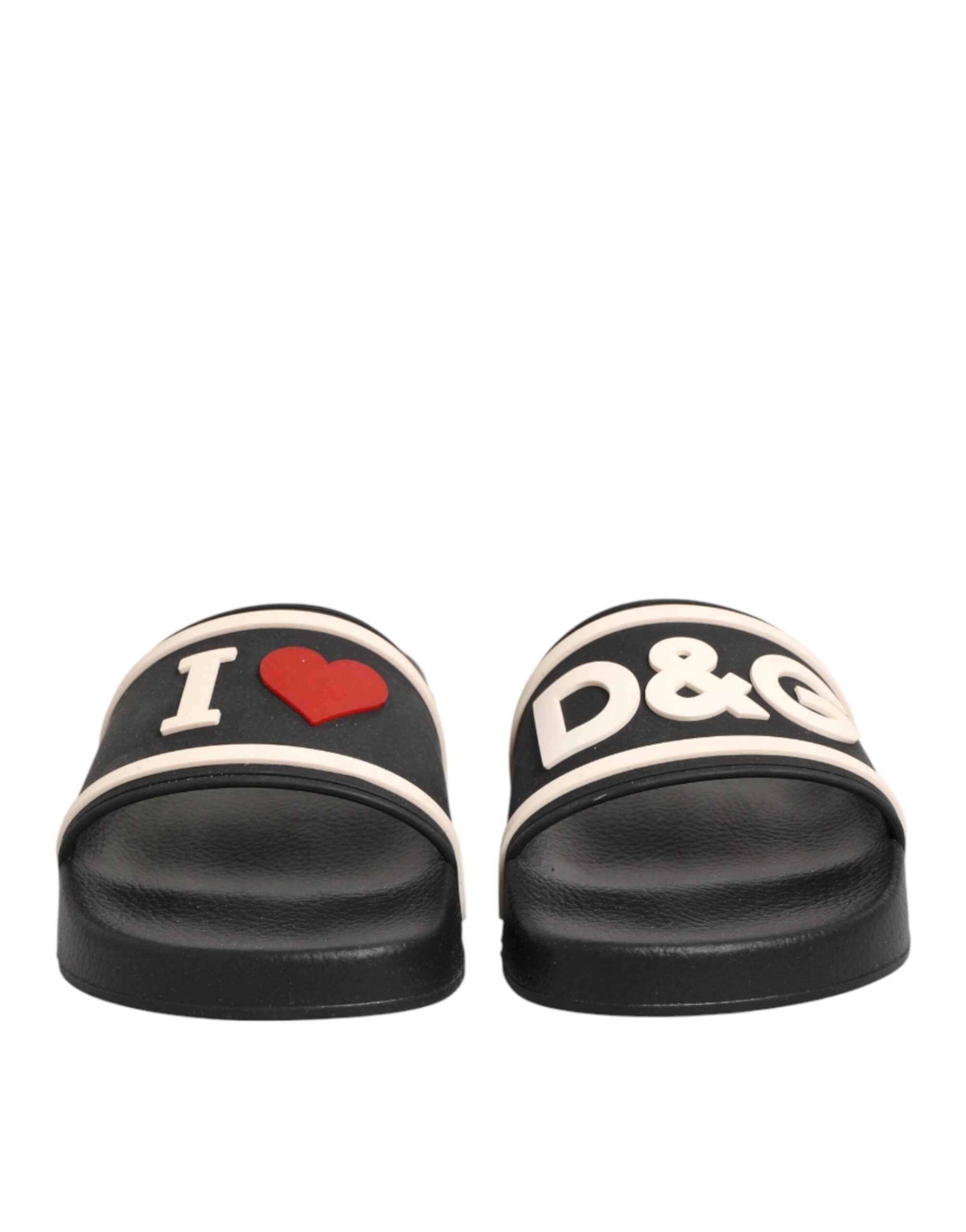 Dolce & Gabbana Dolce & Gabbana Black Rubber Slides Sandals Beachwear Women's Shoes