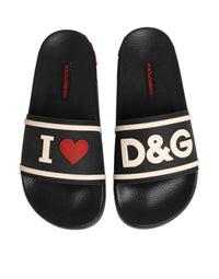 Dolce & Gabbana Dolce & Gabbana Black Rubber Slides Sandals Beachwear Women's Shoes