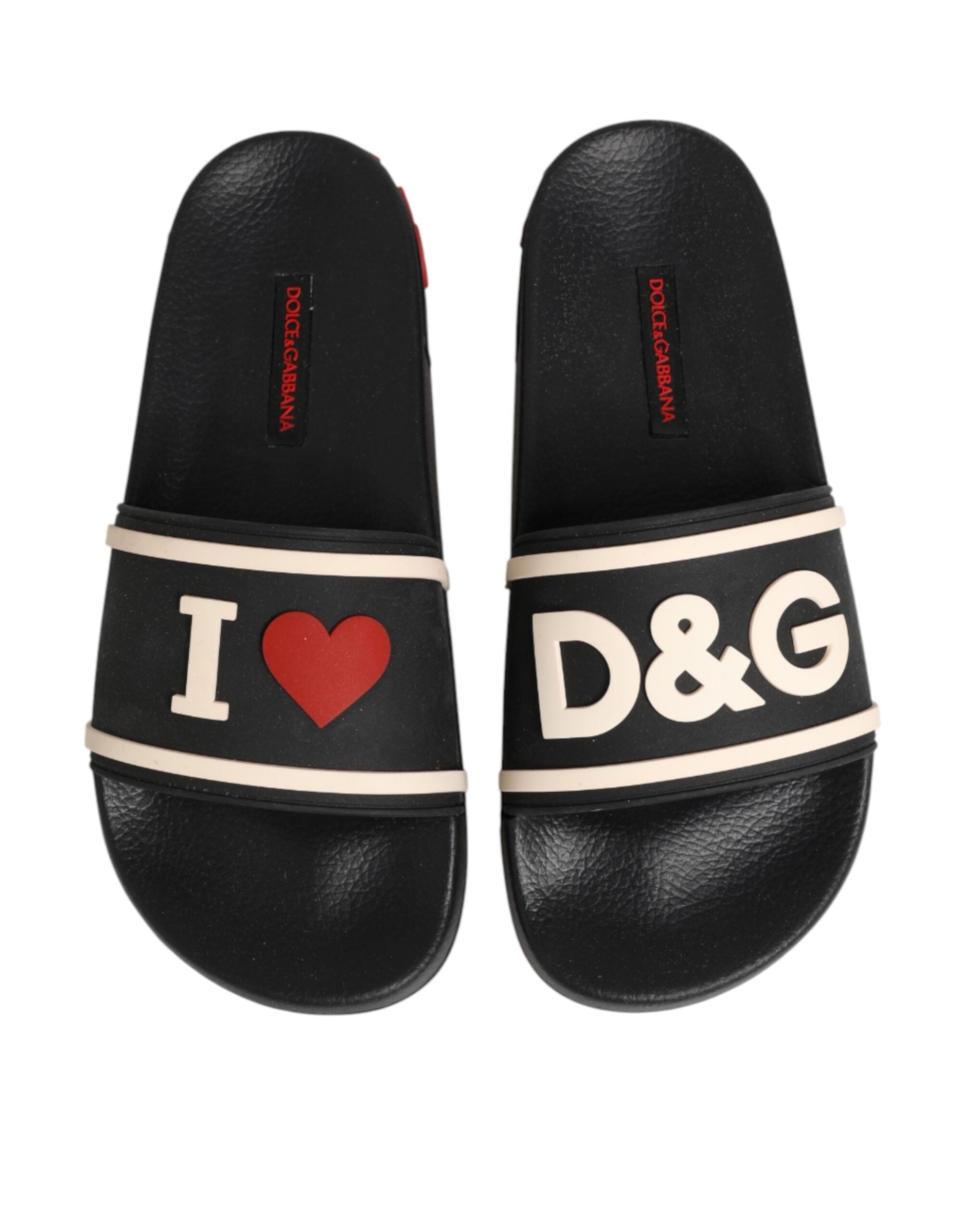 Dolce & Gabbana Dolce & Gabbana Black Rubber Slides Sandals Beachwear Women's Shoes