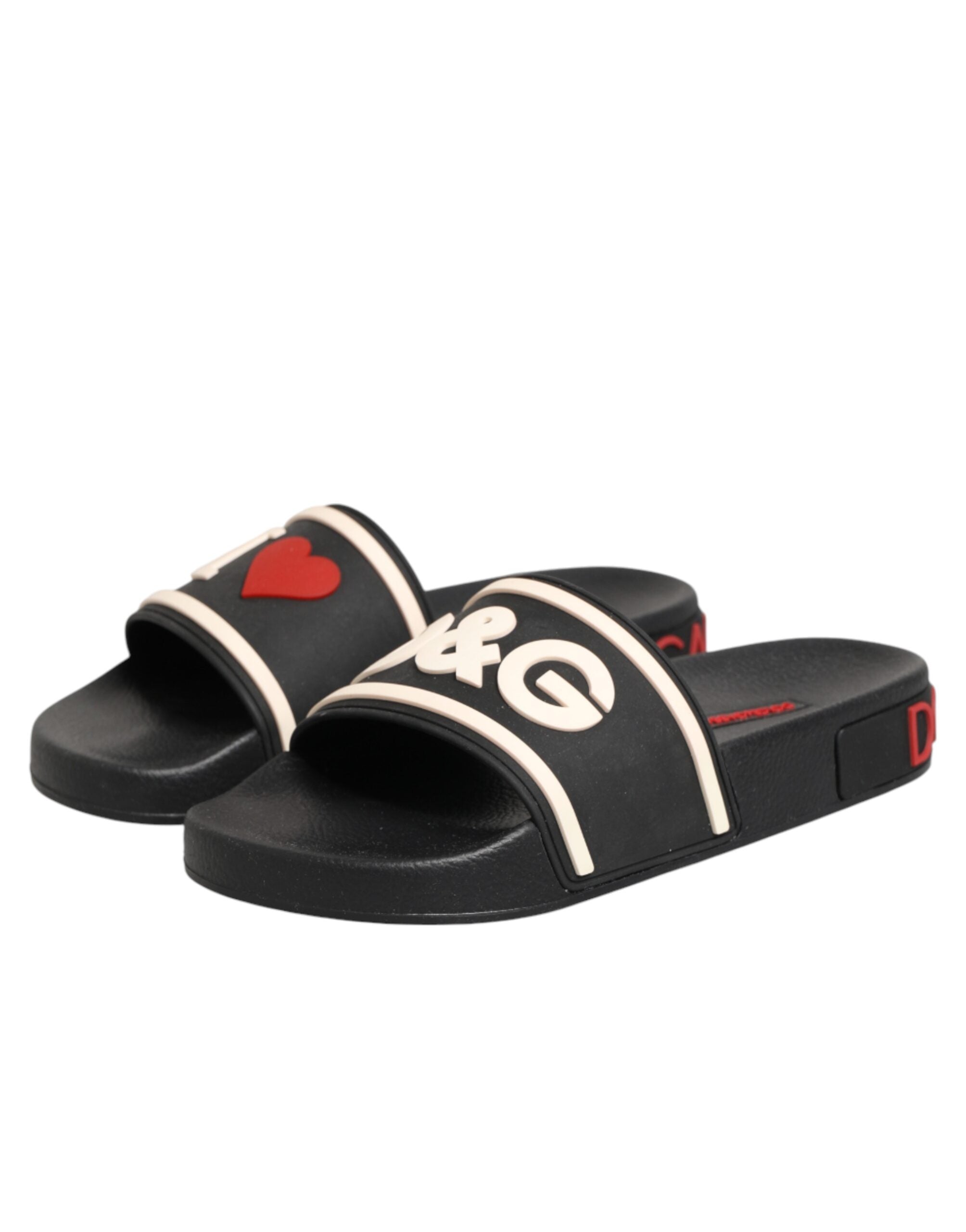 Dolce & Gabbana Dolce & Gabbana Black Rubber Slides Sandals Beachwear Women's Shoes