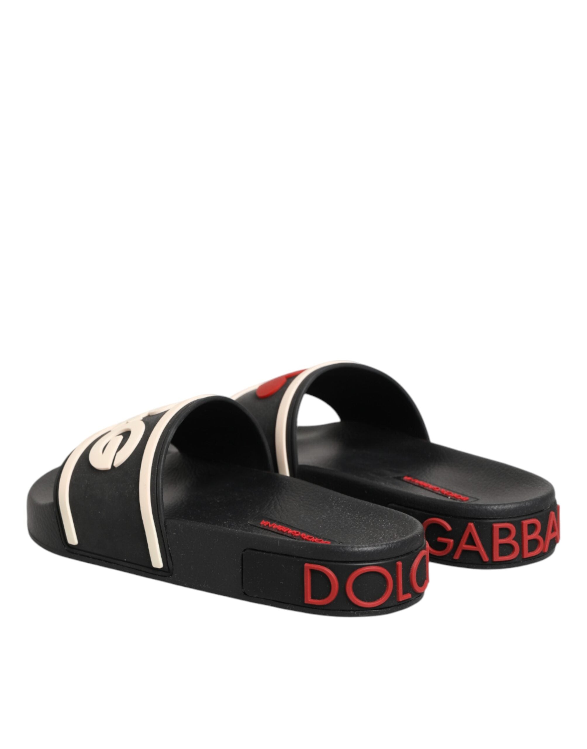 Dolce & Gabbana Dolce & Gabbana Black Rubber Slides Sandals Beachwear Women's Shoes
