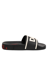 Dolce & Gabbana Dolce & Gabbana Black Rubber Slides Sandals Beachwear Women's Shoes