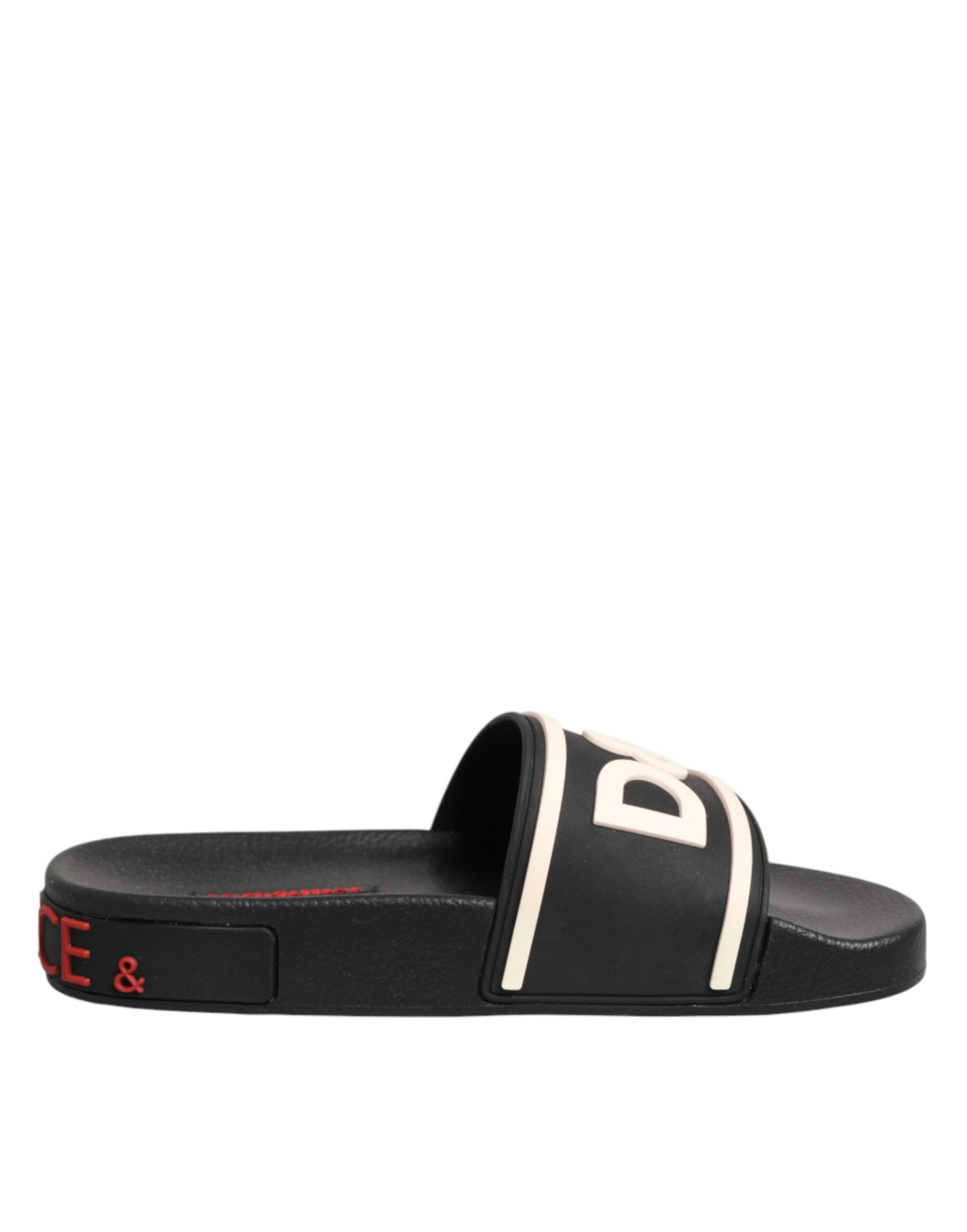 Dolce & Gabbana Dolce & Gabbana Black Rubber Slides Sandals Beachwear Women's Shoes