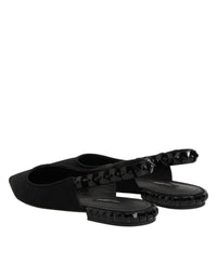 Dolce & Gabbana Black Crystal Charmeuse Slingback Women's Shoes