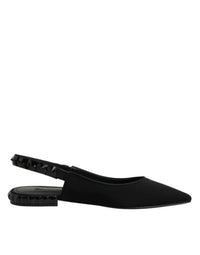 Dolce & Gabbana Black Crystal Charmeuse Slingback Women's Shoes