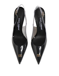 Dolce & Gabbana Black Leather Clear PVC Slingback Pumps Women's Shoes