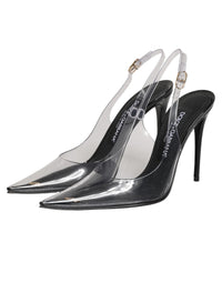 Dolce & Gabbana Black Leather Clear PVC Slingback Pumps Women's Shoes
