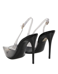 Dolce & Gabbana Black Leather Clear PVC Slingback Pumps Women's Shoes