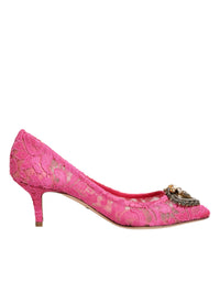 Dolce & Gabbana Pink Taormina Lace DEVOTION Pumps Women's Shoes