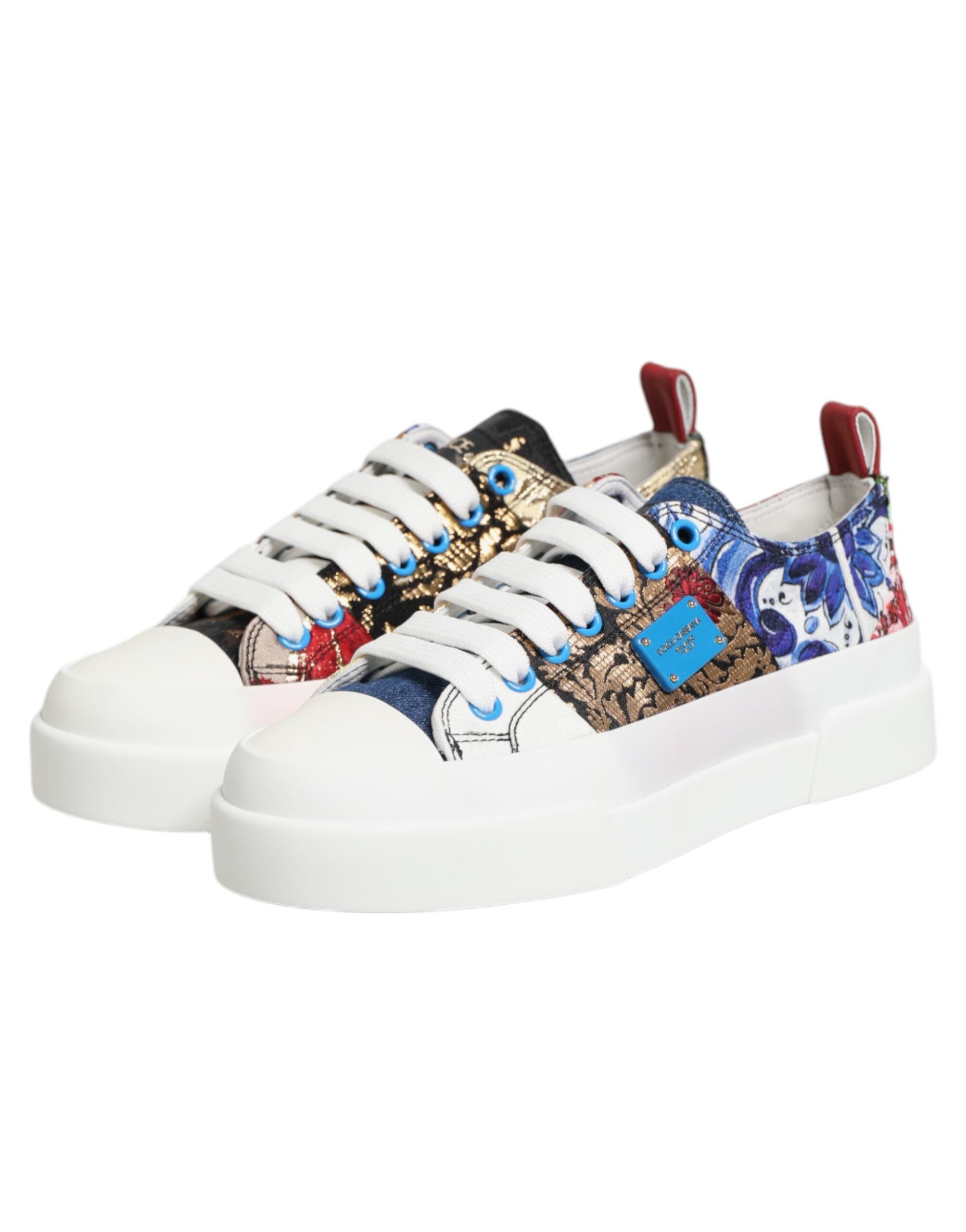 Dolce & Gabbana Multicolor Patchwork Low Top Sneakers Women's Shoes