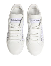 Dolce & Gabbana White Mesh Inserts Low Top Sneakers Women's Shoes