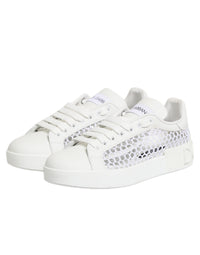 Dolce & Gabbana White Mesh Inserts Low Top Sneakers Women's Shoes