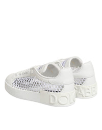 Dolce & Gabbana White Mesh Inserts Low Top Sneakers Women's Shoes