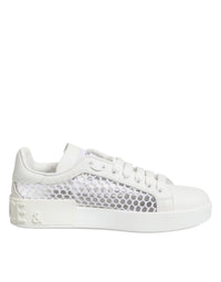 Dolce & Gabbana White Mesh Inserts Low Top Sneakers Women's Shoes