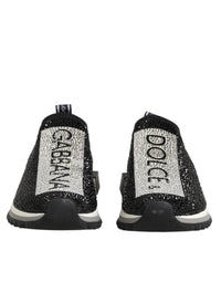 Dolce & Gabbana Black Silver Slip On Sorrento Sneakers Women's Shoes