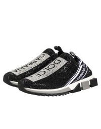 Dolce & Gabbana Black Silver Slip On Sorrento Sneakers Women's Shoes