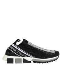 Dolce & Gabbana Black Silver Slip On Sorrento Sneakers Women's Shoes