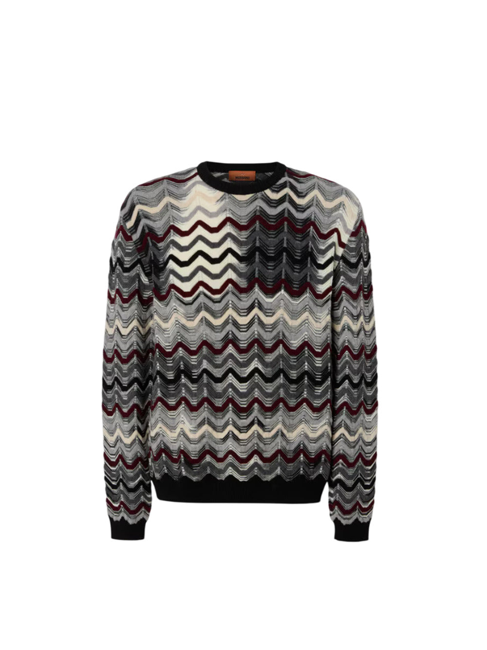 Missoni Men Crew-Neck Sweater With Geometric Zigzag Pattern