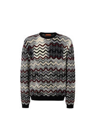 Missoni Men Crew-Neck Sweater With Geometric Zigzag Pattern