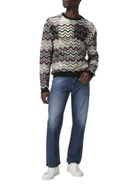Missoni Men Crew-Neck Sweater With Geometric Zigzag Pattern