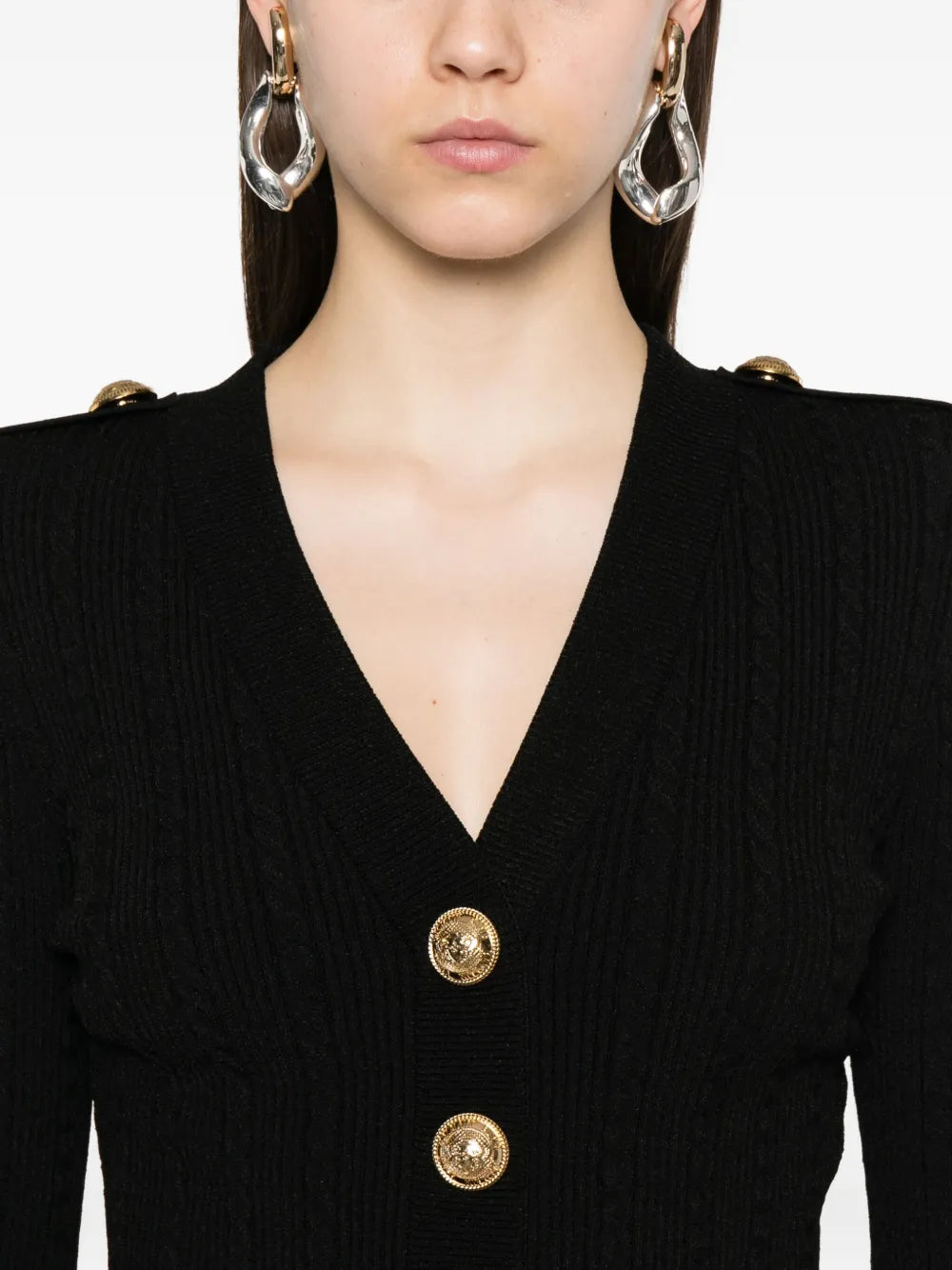 Balmain Women Ribbed Cardigan With Buttons