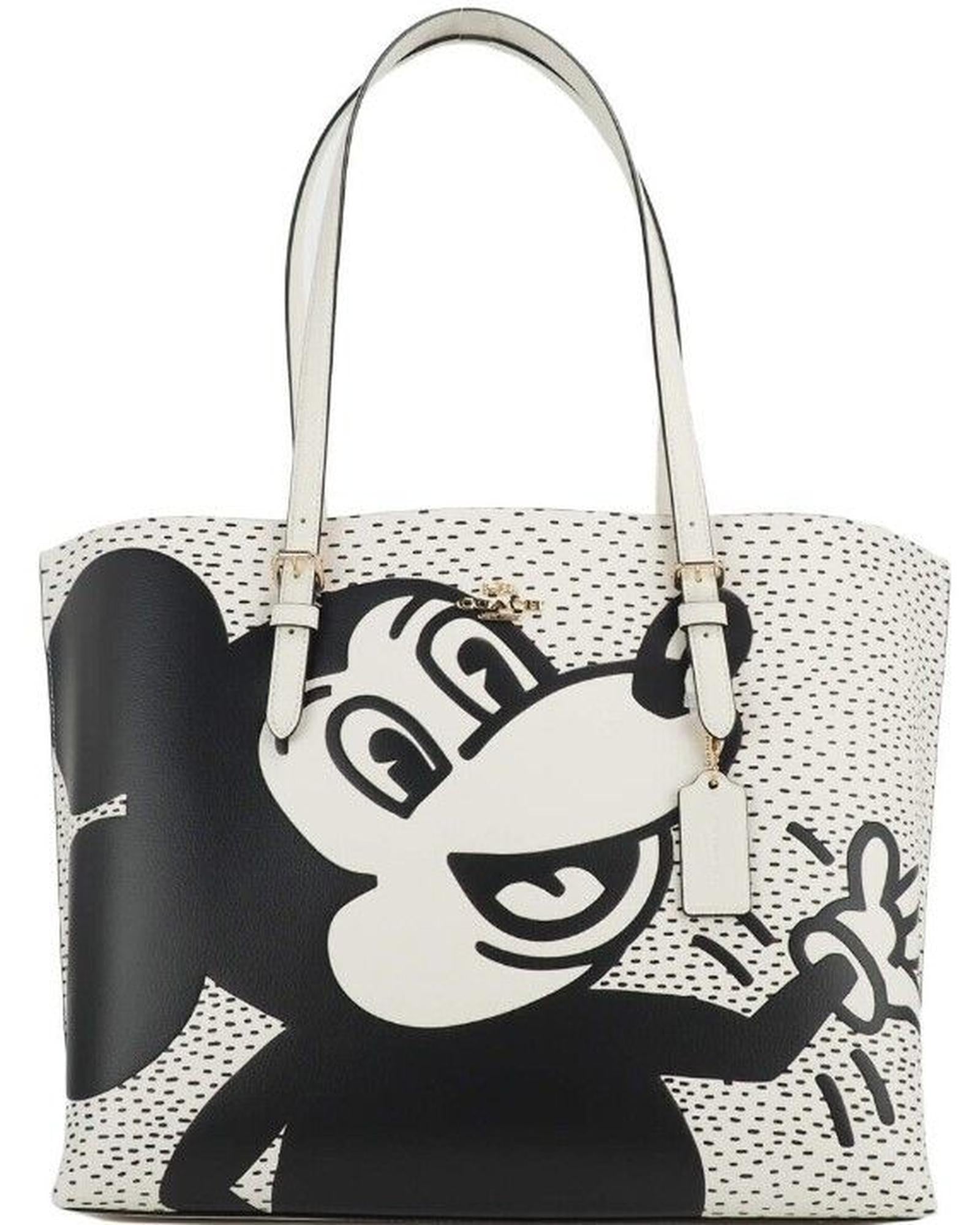 COACH Mickey Mouse Signature Tote Bag BlackWhite C4159